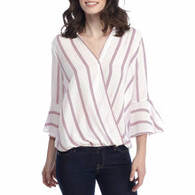 Load image into Gallery viewer, Womens Sexy Ladies Casual Striped Shirt Three Quarter Sleeve Top Tank Blouse - Big Sword