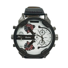 Load image into Gallery viewer, Oulm 3548 Men's Boys Big Round Dial Dual Time Display Quartz Wrist Watch with Cloth Band - Big Sword