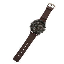 画像をギャラリービューアに読み込む, Oulm 3548 Men&#39;s Boys Big Round Dial Dual Time Display Quartz Wrist Watch with Cloth Band - Big Sword
