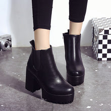 將圖片載入圖庫檢視器 Women Boots Square Heel Platforms Leather Thigh High Pump Boots  Shoes - Big Sword
