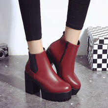 將圖片載入圖庫檢視器 Women Boots Square Heel Platforms Leather Thigh High Pump Boots  Shoes - Big Sword
