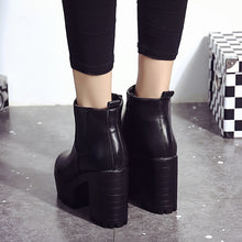 將圖片載入圖庫檢視器 Women Boots Square Heel Platforms Leather Thigh High Pump Boots  Shoes - Big Sword
