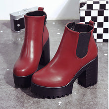 將圖片載入圖庫檢視器 Women Boots Square Heel Platforms Leather Thigh High Pump Boots  Shoes - Big Sword
