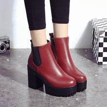 將圖片載入圖庫檢視器 Women Boots Square Heel Platforms Leather Thigh High Pump Boots  Shoes - Big Sword
