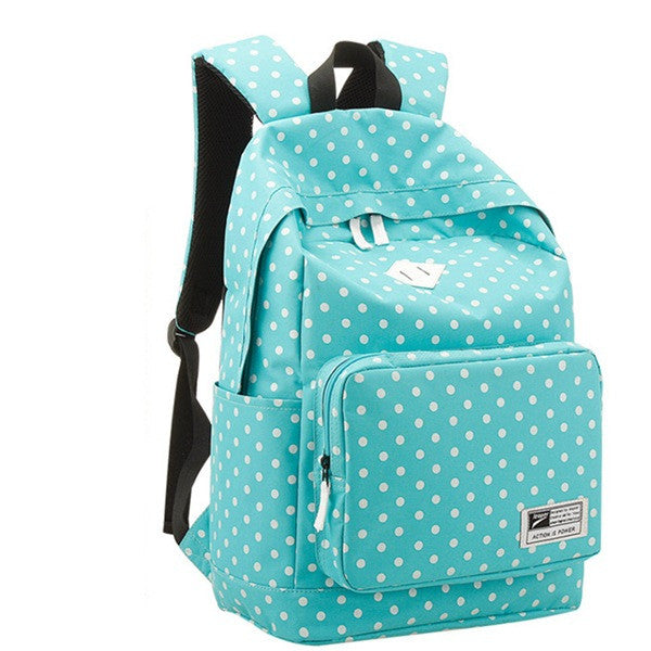 Fashion Casual Shoulder Bag Polka Dot Printed Schoolbag Bookbag Lightweight Canvas Backpack for School Travel - Big Sword