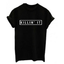 Load image into Gallery viewer, Killin It Cotton Women T-shirt Tops Tee White Black Short Sleeve Tshirts - Big Sword
