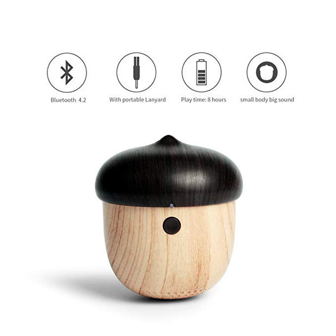 Cute Nut Shaped Outdoor Loudspeaker Rechargeable Mini Wooden Wireless Speaker Small Elegant Shape Can Put in Your Pocket - Big Sword